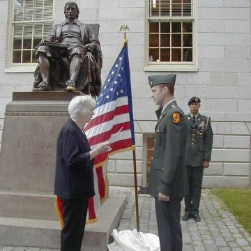 Charles Cromwell being sworn-in by his grandmother