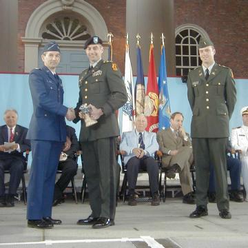 MAJ Curran and 2LT Cromwell receiving awards