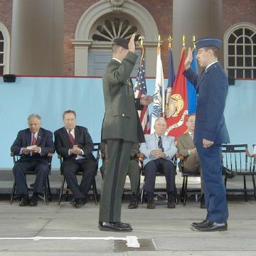 Brian Smith being sworn-in by his brother